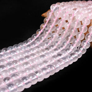 Round Ice Rose Quartz Gemstone Beads 6mm 8mm 10mm Necklace Bracelet DIY Jewelry
