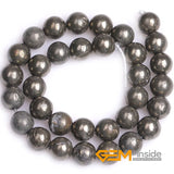 Gray Pyrite Stone Bead 15 inch Strand 2MM Big Hole Beads