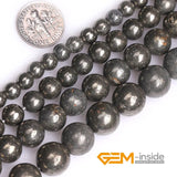 Gray Pyrite Stone Bead 15 inch Strand 2MM Big Hole Beads