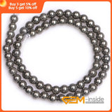 Gray Pyrite Stone Bead 15 inch Strand 2MM Big Hole Beads