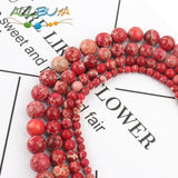 Natural Round Jaspers Beads Red Sea Sediment Stone Loose Beads 4-10mm