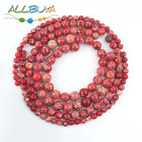 Natural Round Jaspers Beads Red Sea Sediment Stone Loose Beads 4-10mm