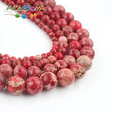 Natural Round Jaspers Beads Red Sea Sediment Stone Loose Beads 4-10mm