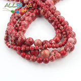 Natural Round Jaspers Beads Red Sea Sediment Stone Loose Beads 4-10mm