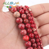 Natural Round Jaspers Beads Red Sea Sediment Stone Loose Beads 4-10mm
