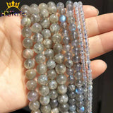 Labradorite Beads Grey Loose Stone Beads for Jewelry Making 15''