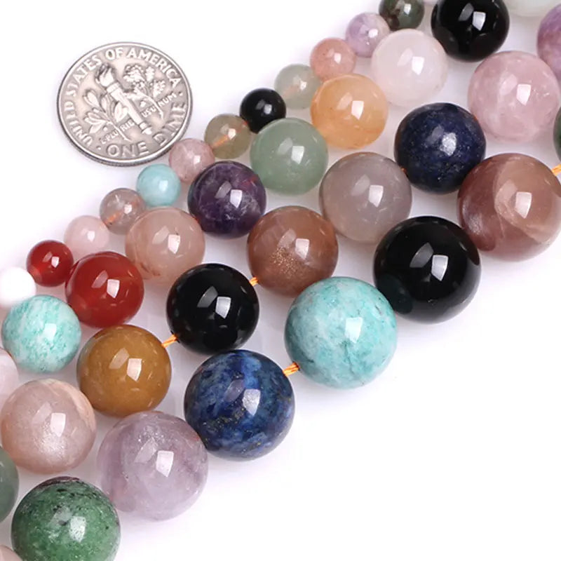 Natural Round Multicolor Mixed Stone Gem Stone Beads 6/10/12/14mm