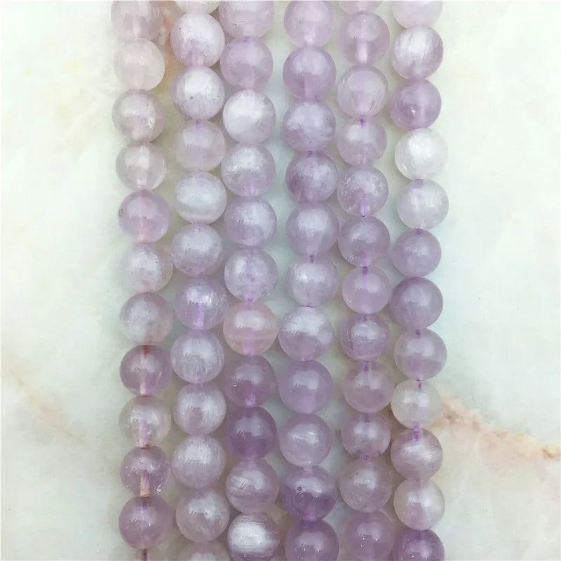 Natural Round Purple Ametrine Stone Beads Smooth Mauve Jade Beads