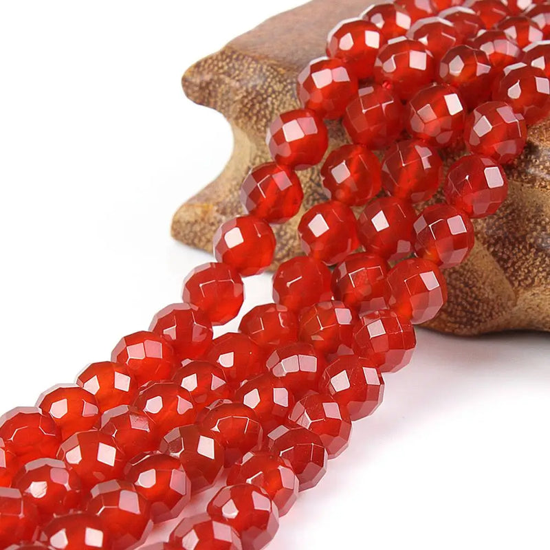 Natural Round Red Agate 64cut Carnelian Gemstone Loose Beads 4 6 8 10mm