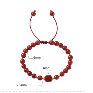 Red Agates Stone Stretch Hand Braided Rope Bracelet Jewelry 1 Pcs