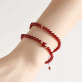 Red Agates Stone Stretch Hand Braided Rope Bracelet Jewelry 1 Pcs