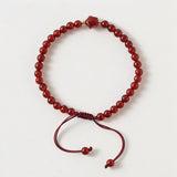 Red Agates Stone Stretch Hand Braided Rope Bracelet Jewelry 1 Pcs