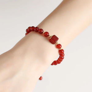 Red Agates Stone Stretch Hand Braided Rope Bracelet Jewelry 1 Pcs