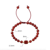 Red Agates Stone Stretch Hand Braided Rope Bracelet Jewelry 1 Pcs