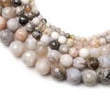 Natural Round Bamboo Agate Beads Loose Jasper Beads