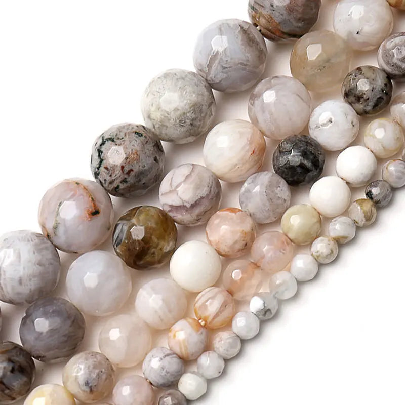 Natural Round Bamboo Agate Beads Loose Jasper Beads
