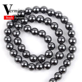 Natural Hematite Round Stone Beads 4-10mm for Jewelry Making