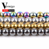 Natural Hematite Round Stone Beads 4-10mm for Jewelry Making