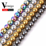 Natural Hematite Round Stone Beads 4-10mm for Jewelry Making