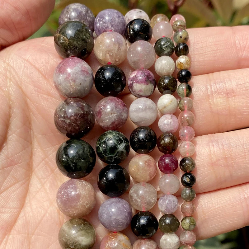 Colorful Tourmaline Stone Beads for DIY Jewelry Making 4/6/8/10/12mm
