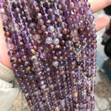 Natural Round 7 Crystal Beads Purple Quartz Rutilated 6/8/10mm