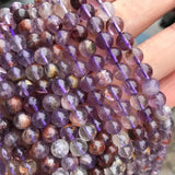 Natural Round 7 Crystal Beads Purple Quartz Rutilated 6/8/10mm