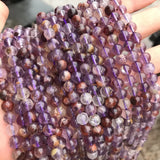 Natural Round 7 Crystal Beads Purple Quartz Rutilated 6/8/10mm