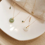 White/Green Hetian Jade Pendant Necklace for Women