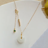 White/Green Hetian Jade Pendant Necklace for Women