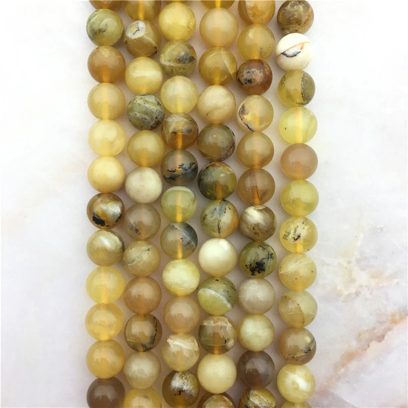 Natural Round Yellow Opal Beads Stone High 6 8 10mm Raw Smooth Loose Opal Quartz