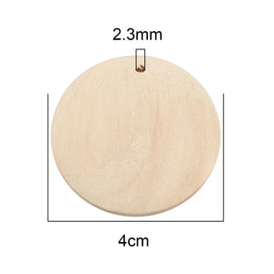 Round Wood Pendants For Jewelry Making 40mm Dia, 20 PCs