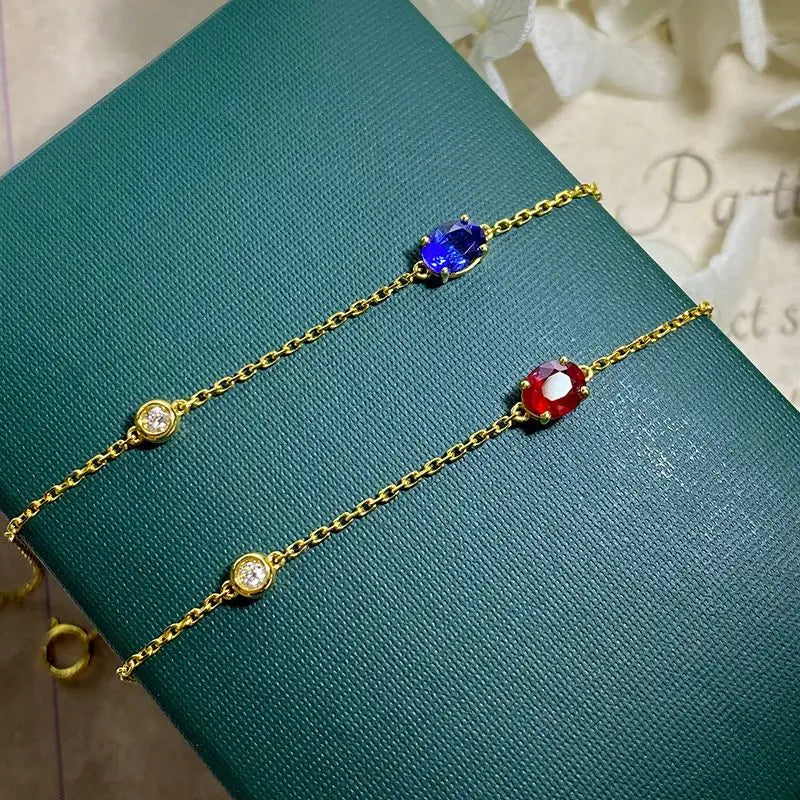 Natural Royal Sapphire Pigeon Blood Ruby Bracelet