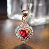 Natural Ruby 14K Rose Necklace Fine Jewelry Pendant