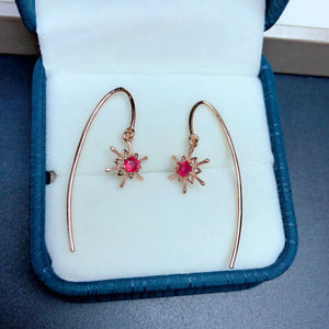 Natural Ruby Earrings 925 Silver Classic Hot Special Promo Certified