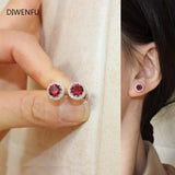 Natural Ruby Earrings S925 Sterling Silver Fine Jewelry