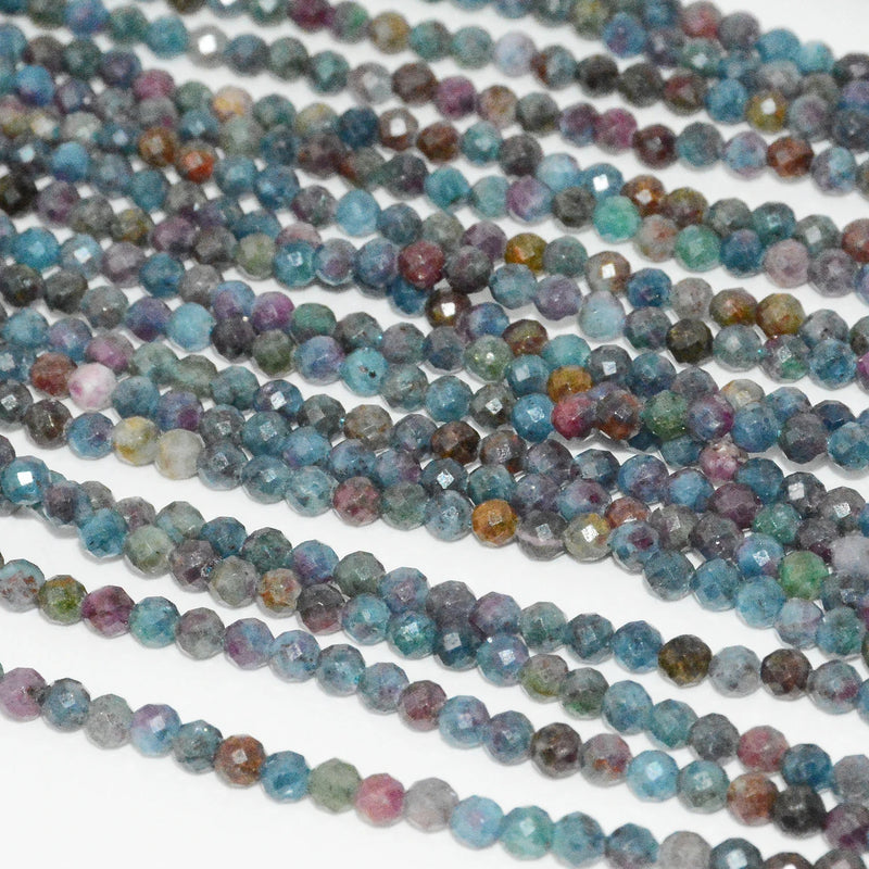 Natural Ruby In Kyanite Faceted Round Beads 3.5mm