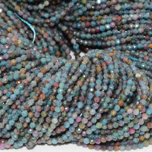 Natural Ruby In Kyanite Faceted Round Beads 3.5mm