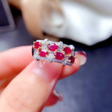 Natural Ruby Ring 925 Silver Red Gemstone Holiday Gift Jewelry