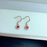 Natural Ruby Silver Earrings Wedding Jewelry for Women