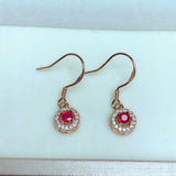 Natural Ruby Silver Earrings Wedding Jewelry for Women