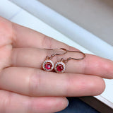 Natural Ruby Silver Earrings Wedding Jewelry for Women