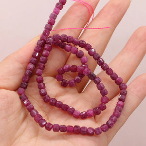 Ruby Stone Beads 4mm Faceted Loose Spacer Square Beads