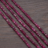 Ruby Stone Beads 4mm Faceted Loose Spacer Square Beads