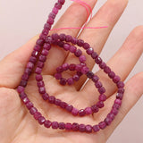 Ruby Stone Beads 4mm Faceted Loose Spacer Square Beads