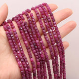 Ruby Stone Beads 4mm Faceted Loose Spacer Square Beads