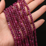 Ruby Stone Beads 4mm Faceted Loose Spacer Square Beads