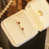 Natural Ruby Vintage S925 Sterling Silver Earrings Diamond Inlay