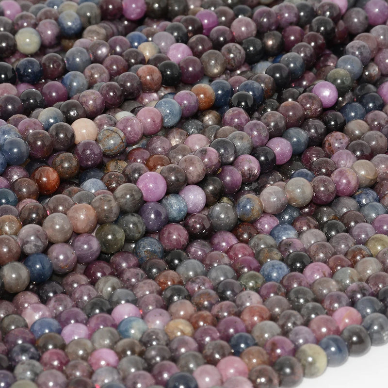 Natural Ruby Sapphire Round Beads 6mm