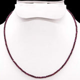 Ruby Gemstone Beads Silver Button Necklace 18 Inches