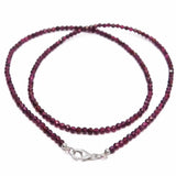 Ruby Gemstone Beads Silver Button Necklace 18 Inches